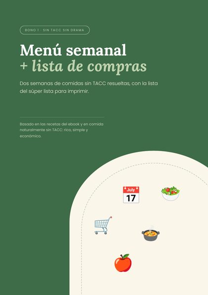 Tapa del bono Menú semanal