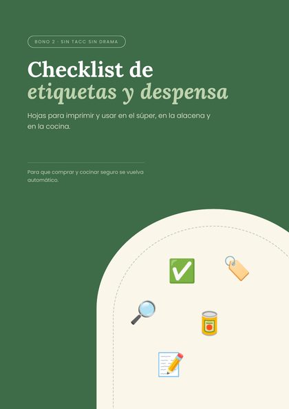 Tapa del bono Checklist de etiquetas